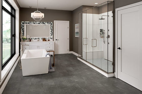 Emser Tile Sterlina II Series F20STERAS1224 Porcelain Tile, 24 in L Tile, 12 in W Tile, Rectified Edge, Asphalt