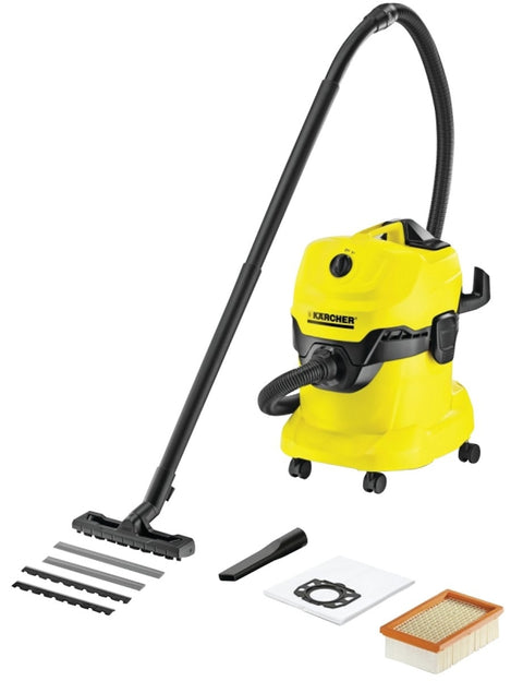Karcher WD4 1.348-115.0 Wet and Dry Vacuum Cleaner, 5.3 gal Vacuum, 74 dBA, Pleated Filter, 1800 W, 120 V