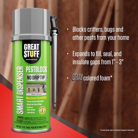 Great Stuff Smart Dispenser Gray Polyurethane Insulating Foam Sealant 12 oz, Pack of 12