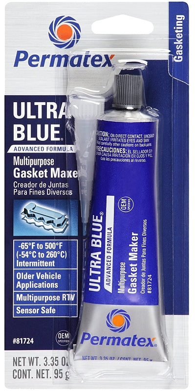 Permatex 81724 Gasket Maker, Blue, 3.35 oz Tube, Paste, Mild