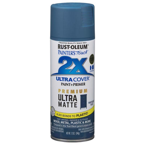 Rust-Oleum Painter's Touch 2X Ultra Cover Ultra Matte Nantucket Blue Paint+Primer Spray Paint 12 oz, Pack of 6