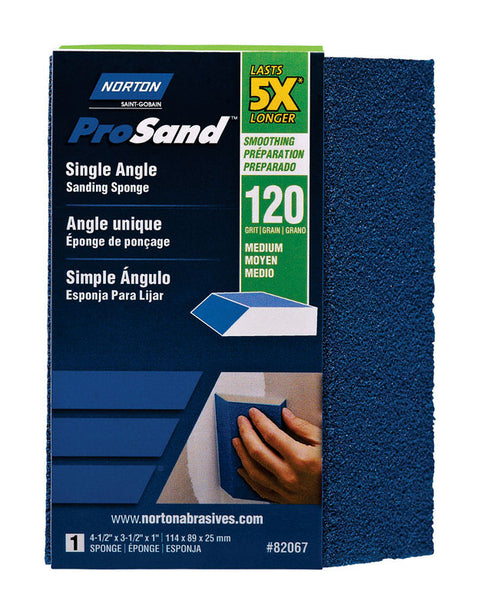 Norton ProSand 4.5 in. L X 3.5 in. W X 1 in. 120 Grit Medium Single Angle Sanding Sponge