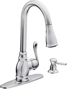 Moen CA87003SRS Kitchen Faucet, 1.5 gpm, 1-Faucet Handle, Metal, Stainless Steel, Deck Mounting, Lever Handle