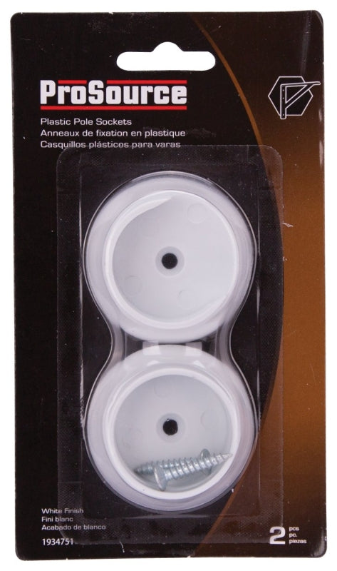 ProSource Closet Pole Socket, Plastic, White