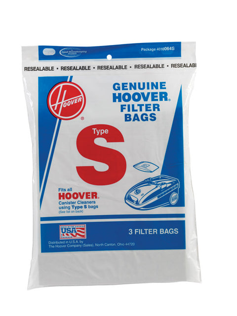 Hoover Futura Vacuum Bag Style S Fits all Futura, Spectrum and Power Max Canister m Bagged 3 / Pack