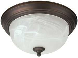 Canarm IFM41313 Ceiling Light Fixture, Oil-Rubbed Bronze Fixture, Alabaster Shade, White Shade, 2-Lamp