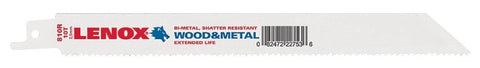 Lenox 22753OSB810R Reciprocating Saw Blade, Applicable Materials: Wood, 3/4 in W, 8 in L, 10 TPI, Pack of 50