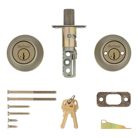 Kwikset 665 Series 665 5 SMT Deadbolt, 3 Grade, Keyed Key, Zinc, Antique Brass, 2-3/8 to 2-3/4 in Backset