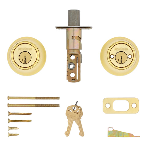 Kwikset 665 Series 665 3 SMT Deadbolt, 3 Grade, Keyed Key, Zinc, Polished Brass, 2-3/8 to 2-3/4 in Backset
