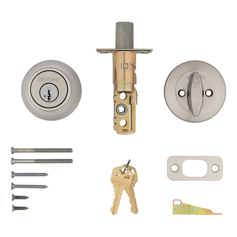 Kwikset 660 Series 660 15 SMT Deadbolt, Traditional, 3 Grade, Keyed Key, Zinc, Satin Nickel, 2-3/8 to 2-3/4 in Backset