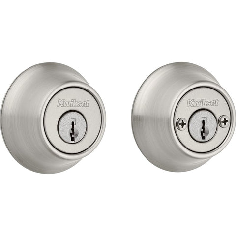 Kwikset 600 Series 665 15 RCAL RCS/5303 Deadbolt, 3 Grade, Keyed Key, Zinc, Satin Nickel, 2-3/8 to 2-3/4 in Backset