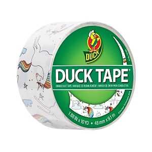 Duck 241818 Printed Duck Tape, Whimsical Unicorns, 10 yd L, 1.88 in W, Cloth/Polyethylene Backing