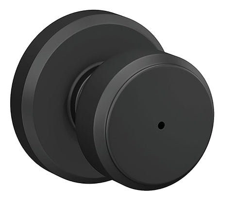 Schlage F Series F40VBWE622 Privacy Lockset, Round Design, Knob Handle, Matte Black, Metal, Yes