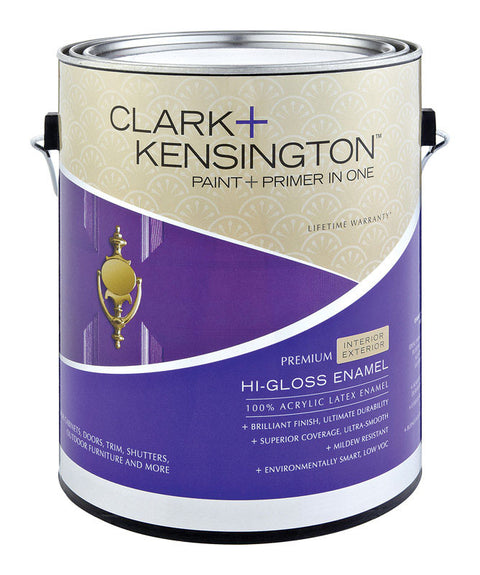 Clark+Kensington Hi-Gloss Ultra White Interior/Exterior Acrylic Latex Enamel Paint Low VOC Tint