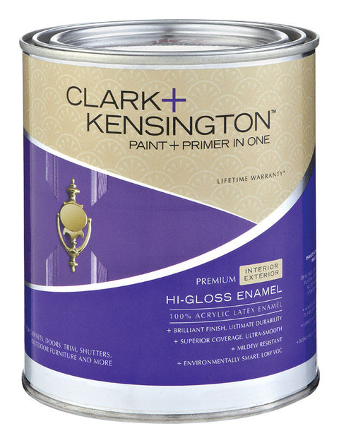 Clark+Kensington Hi-Gloss Ultra White Interior/Exterior Acrylic Latex Enamel Paint Low VOC Tint