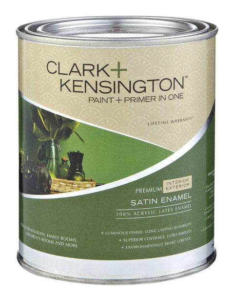Clark+Kensington Interior/Exterior Acrylic Latex Paint and Primer Red Satin 1 qt.