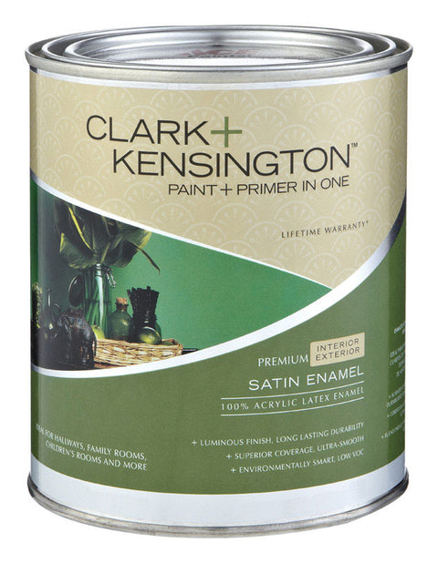 Clark+Kensington Interior/Exterior Acrylic Latex Paint and Primer Yellow Satin 1 qt.