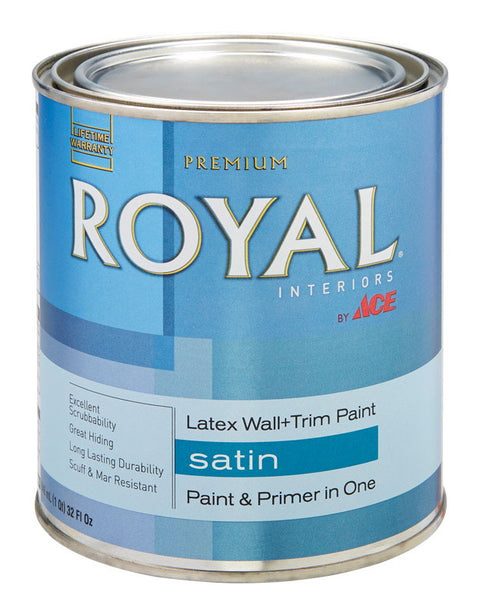 Ace Royal Interior Acrylic Latex Wall & Trim Paint Ultra White Satin 1 qt.