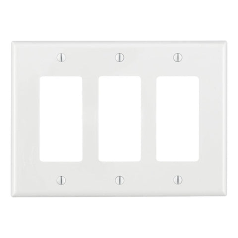 Decora R52-PJ263-00W Wallplate, 4.88 in L, 6-3/4 in W, 3 -Gang, Nylon, White