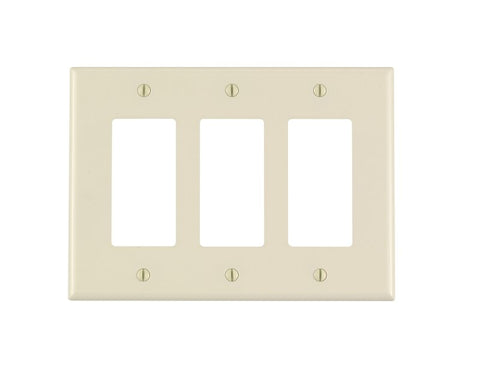 Decora PJ263-T Wallplate, 3-Gang, Thermoplastic Nylon, Light Almond