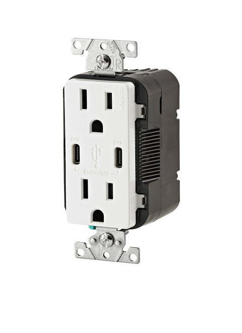 DPX OUTLET TR 2 USB-C WHT 15A