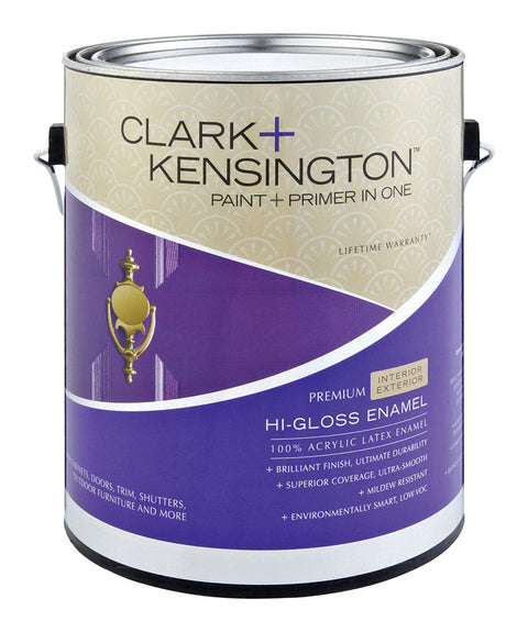 Clark+Kensington Hi-Gloss Interior/Exterior Acrylic Latex Enamel Paint 50g/L Black 1 gal.
