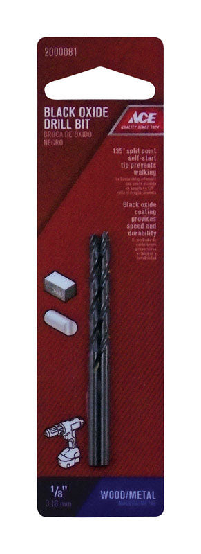 Ace Black Oxide 1/8 in. Dia. Drill Bit 2 pc.