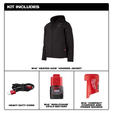 Milwaukee M12 AXIS L Long Sleeve Unisex Full-Zip Heated Jacket Kit Black
