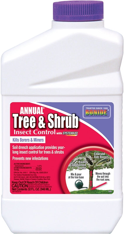 Bonide Annual 609 Concentrated Tree and Shrub Insect Control, 1 qt Can, Opaque/Tan, Liquid