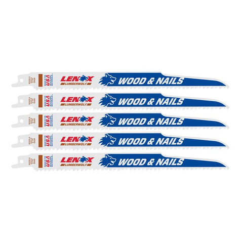 Lenox LUMBERWOLF 9 in. Bi-Metal Reciprocating Saw Blade 6 TPI 5 pk