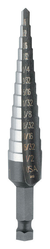 Irwin Unibit High Speed Steel Hex 1/8 - 1/2 in. Dia. Step Drill Bit 1 pc.