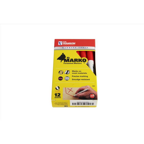 C.H. Hanson El Marko Red Medium Tip Permanent Marker 1 pk, Pack of 12