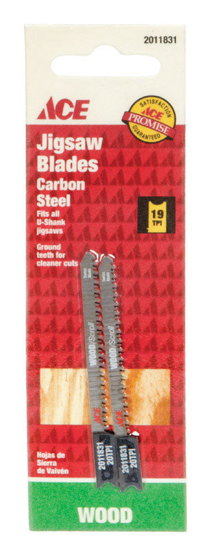 Ace Carbon Steel U-Shank 2-3/4 in. L Jig Saw Blade 19 TPI 2 pk