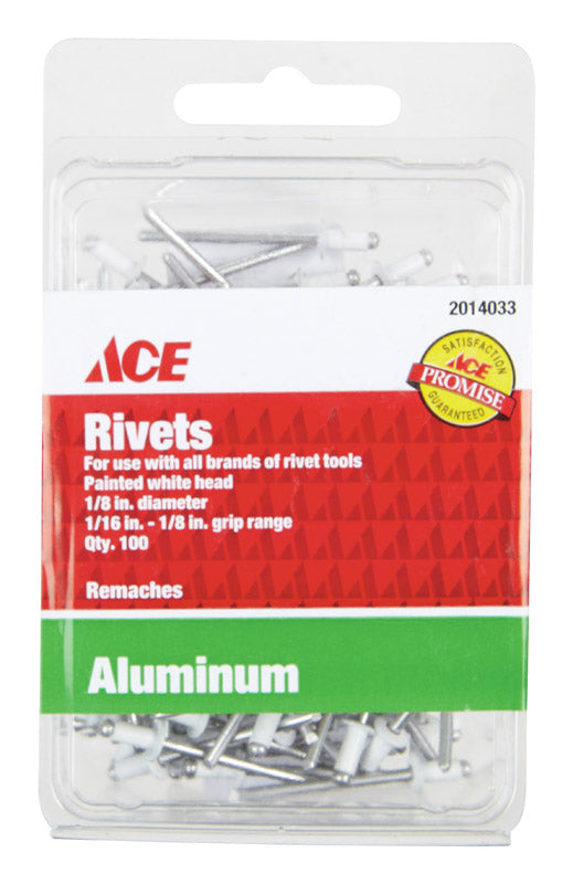 Ace 1/8 in. Dia. x 1/8 in. Aluminum Rivets 100 pk – Shell Lumber and ...