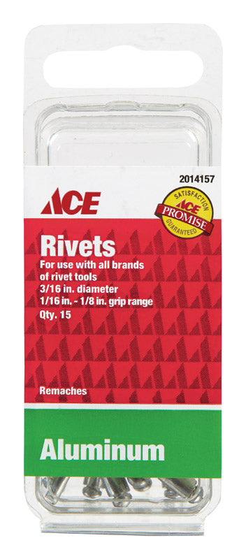 Ace 3/16 in. Dia. x 1/8 in. Aluminum Rivets 15 pk