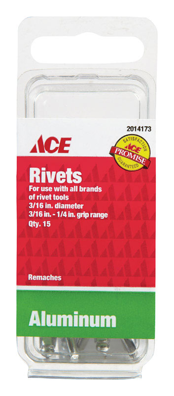 Ace 3/16 in. Dia. x 1/4 in. Aluminum Rivets 15 pk – Shell Lumber and ...