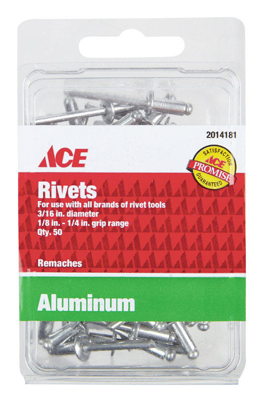 Ace 3/16 in. Dia. x 1/4 in. Aluminum Rivets 50 pk – Shell Lumber and ...