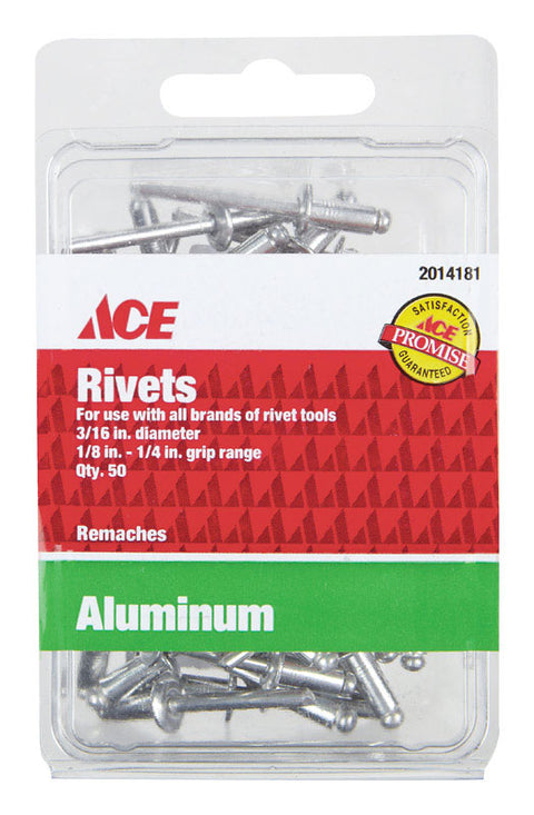 Ace Rivet Ace 3/16 in. Dia. x 1/4 in. Aluminum Rivets 50 pk – Shell Lumber and ...
