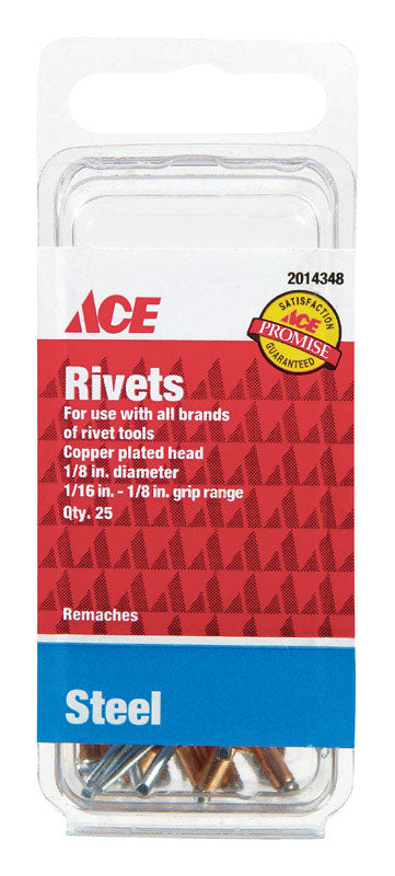 Ace 1/8 in. Dia. x 1/8 in. Steel Rivets 25 pk – Shell Lumber and Hardware
