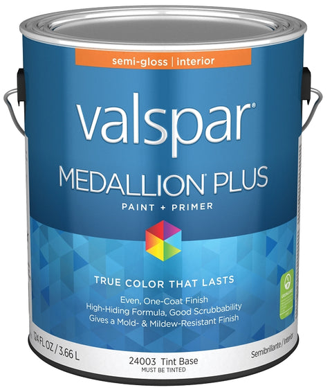 Valspar Medallion Plus 2700 028.0024003.007 Latex Paint, Acrylic Base, Semi-Gloss Sheen, Tint Base, 1 gal, Pack of 4