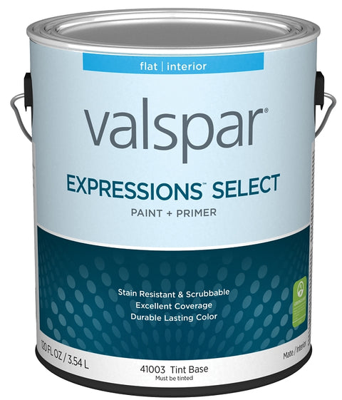 Valspar Expressions Select 4100 028.0041003.007 Latex Paint, Acrylic Base, Flat, Tint Base, 1 gal, Pack of 4