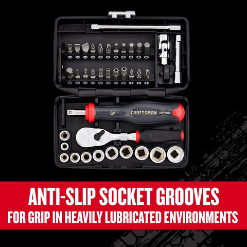 Craftsman V-Series 1/4 in. drive SAE 6 Point Socket and Tool Set 38 pc