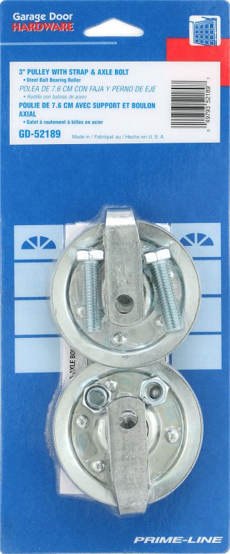 Prime-Line GD 52189 Door Pulley, 3 in Dia, Steel, Galvanized