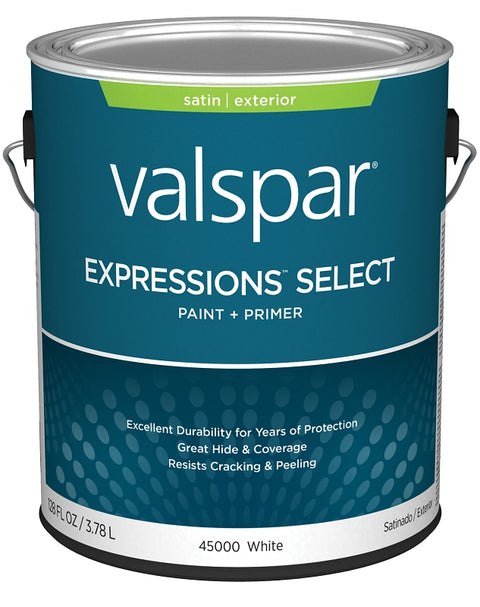 Valspar Expressions Select 4500 028.0045000.007 Latex Paint, Acrylic Base, Satin Sheen, White Base, 1 gal, Pack of 4