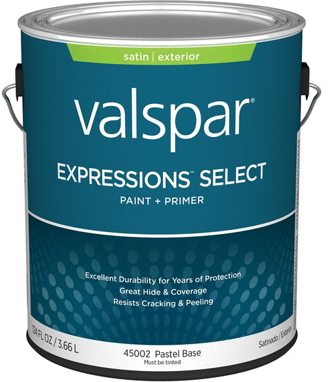 Valspar Expressions Select 4500 028.0045002.007 Latex Paint, Acrylic Base, Satin Sheen, Pastel Base, 1 gal, Pack of 4