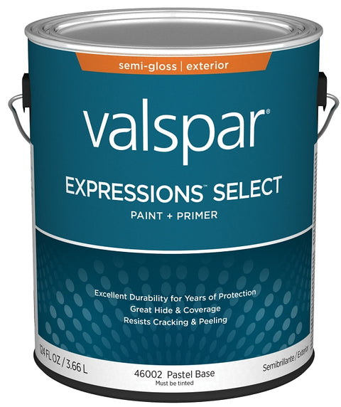 Valspar Expressions Select 4600 028.0046002.007 Latex Paint, Acrylic Base, Semi-Gloss Sheen, Pastel Base, 1 gal, Pack of 4