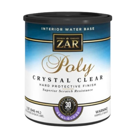ZAR 34512 Polyurethane, Semi-Gloss, Liquid, Crystal Clear, 1 qt, Can, Pack of 4