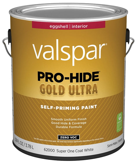 Valspar Pro-Hide Gold Ultra 6200 Series 028.0062000.007 Interior Paint, Acrylic, Super One Coat White, Eggshell, Pack of 4