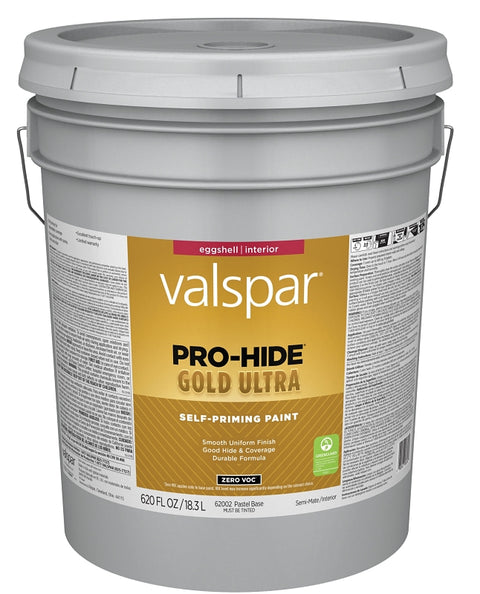 Valspar Pro-Hide Gold Ultra 6200 028.0062002.008 Latex Paint, Acrylic Base, Eggshell Sheen, Pastel Base, 5 gal