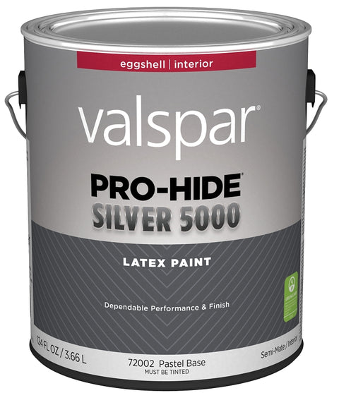 Valspar Pro-Hide Silver 5000 7300 028.0072002.007 Latex Paint, Water Base, Eggshell, Pastel Base, 1 gal, Pack of 4